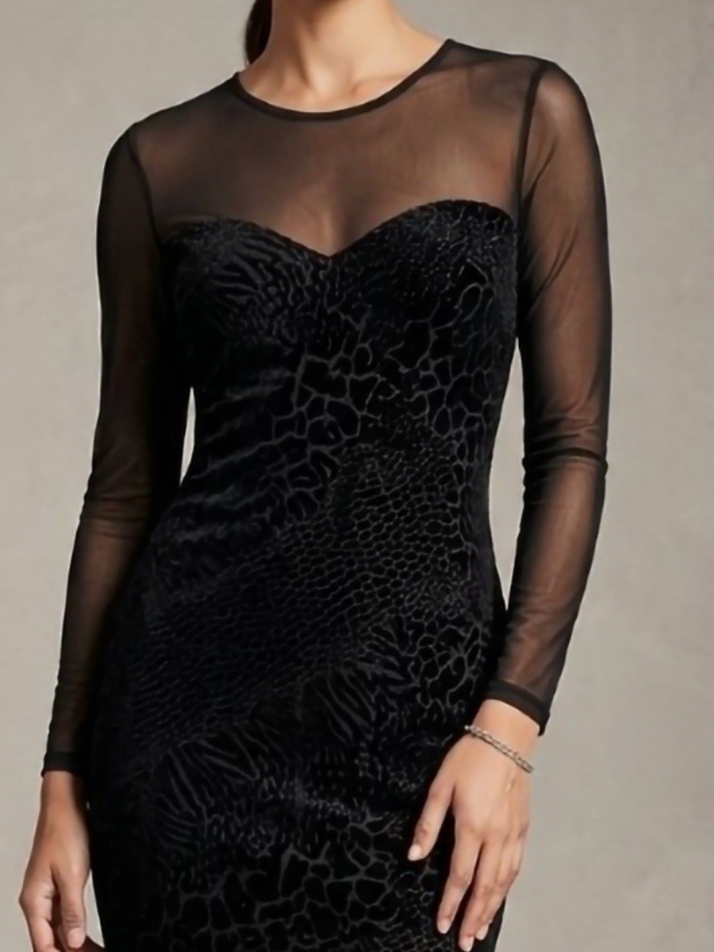 Black Sheer-animal-print glossy Minni Dress